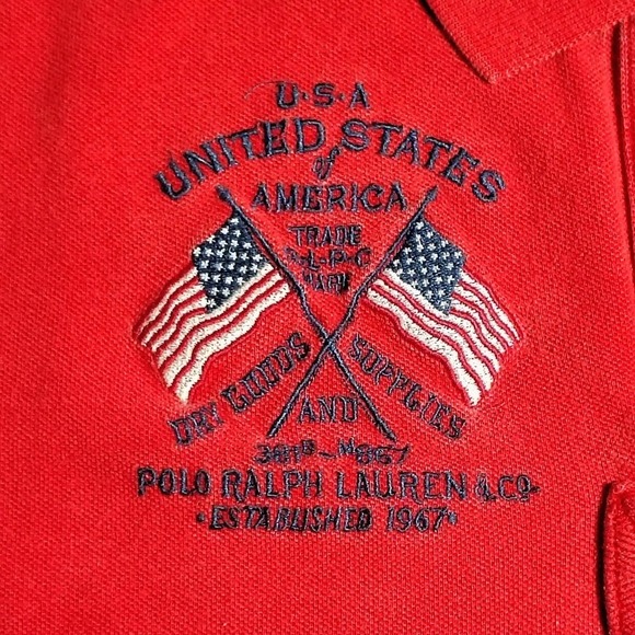 Polo Ralph Lauren Other - Polo Ralph Lauren USA American Flag Red Polo Shirt Mens Size M